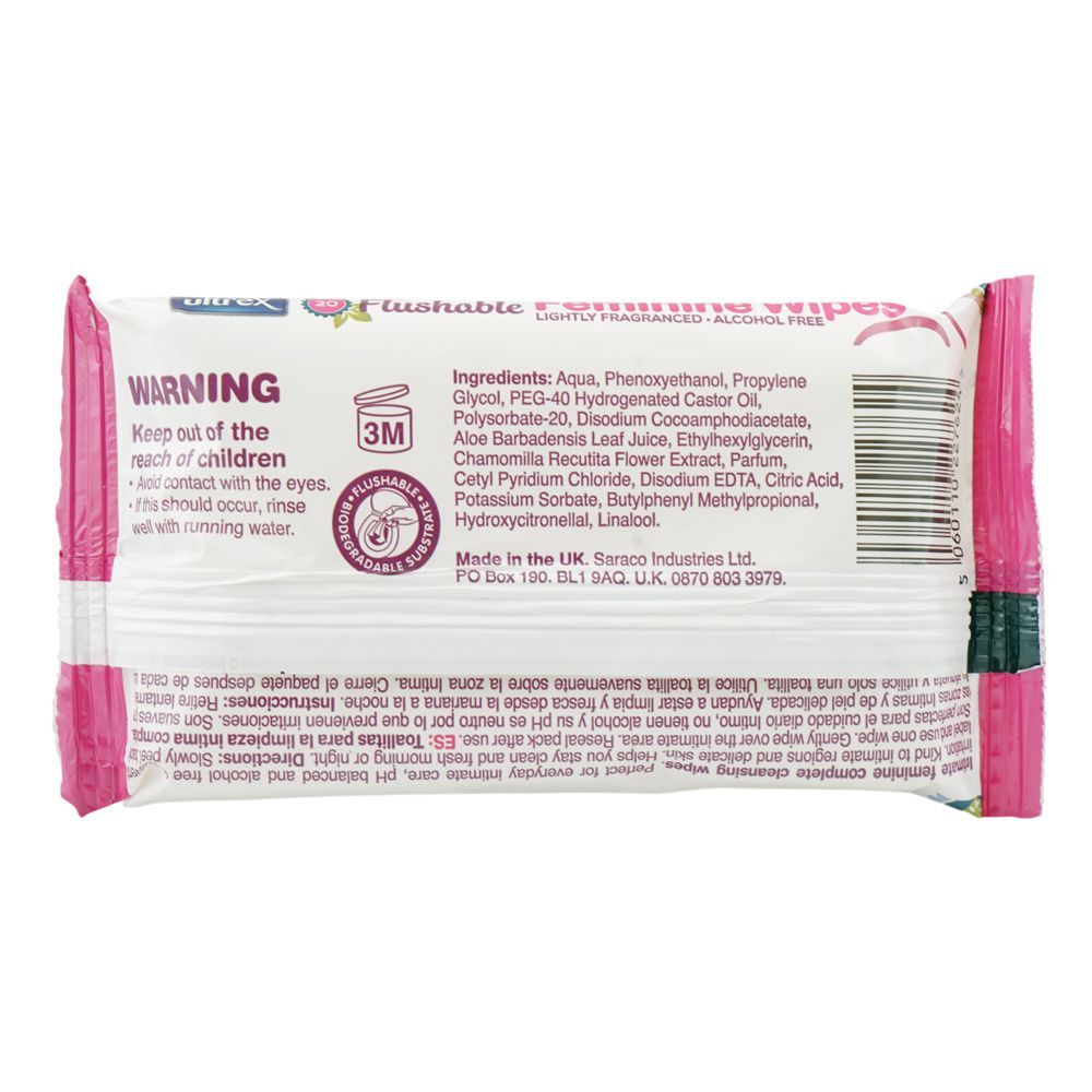 Ultrex Flushable Feminine Wipes 20's