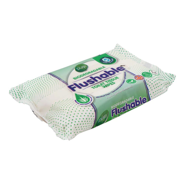 Pure Flushable Toilet Tissue Wipes 40's