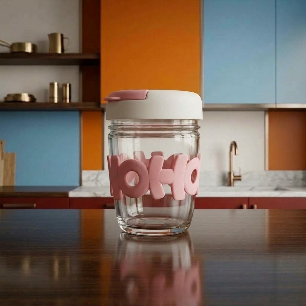 Cute Glass Storage Jar with Lid – Decorative Kitchen Food Container