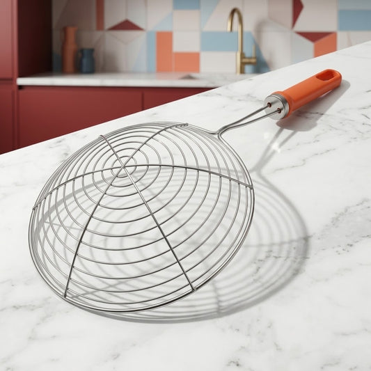Stainless Steel Spider Strainer & Skimmer Spoon with Ergonomic Handle