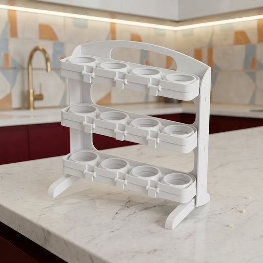 3-Tier Freestanding Egg Dispenser & Storage Rack with Carrying Handle
