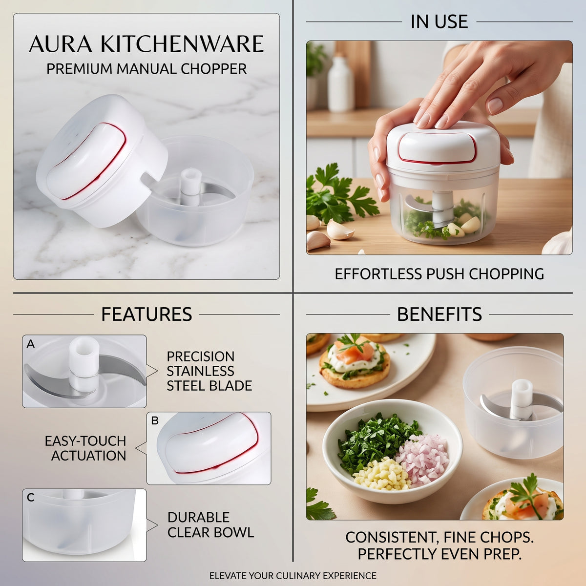 Mini Food Chopper & Cutter – Manual Hand-Pull Speedy Vegetable Chopper