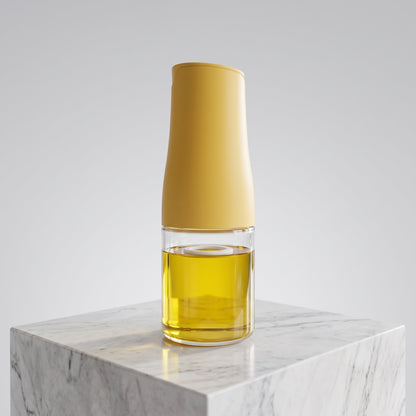 Modern Glass Oil & Vinegar Dispenser with Matte Mustard Top