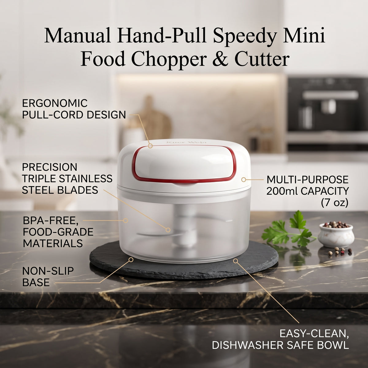 Mini Food Chopper & Cutter – Manual Hand-Pull Speedy Vegetable Chopper