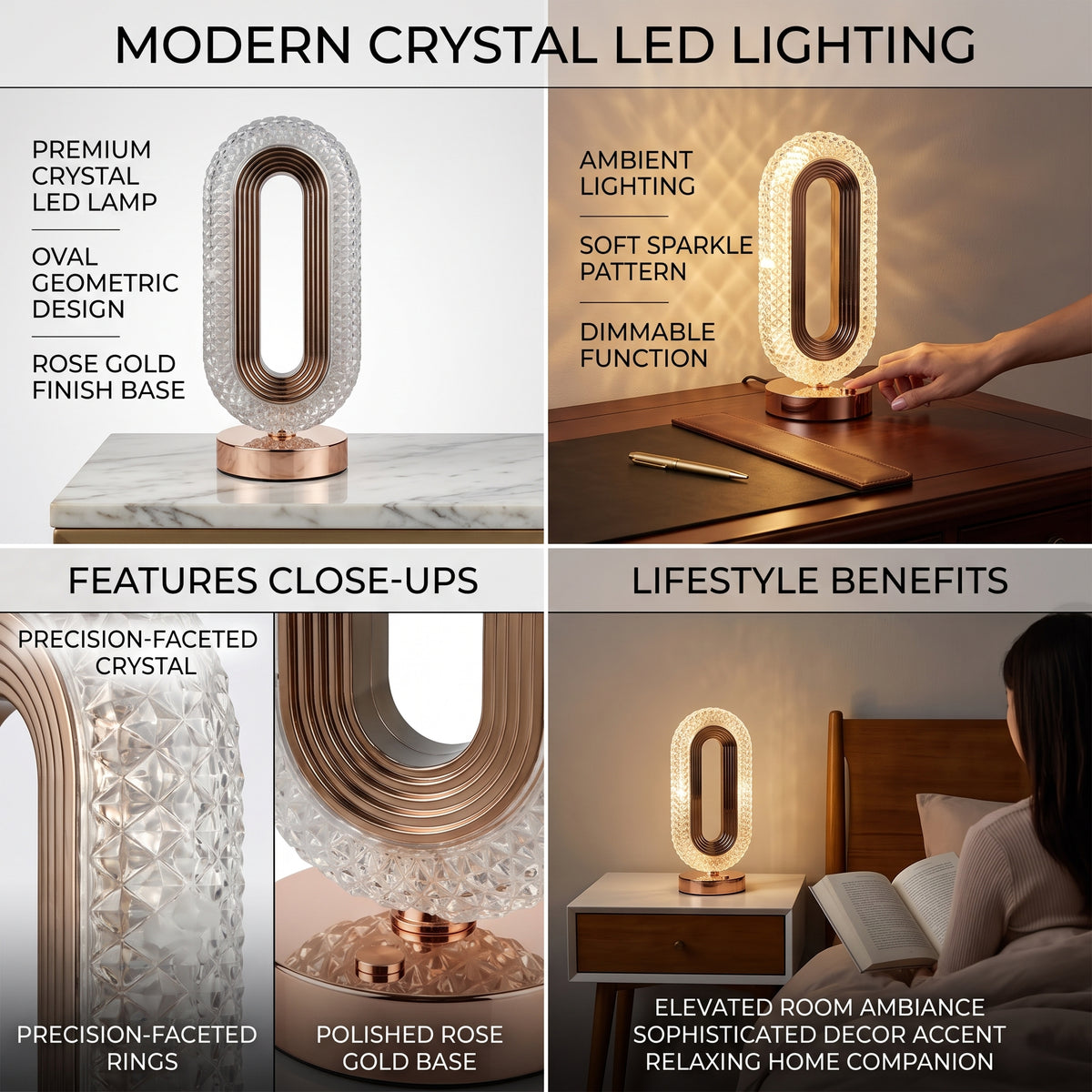 Acoustic Touch Crystal Diamond Ambient Sphere Table Lamp