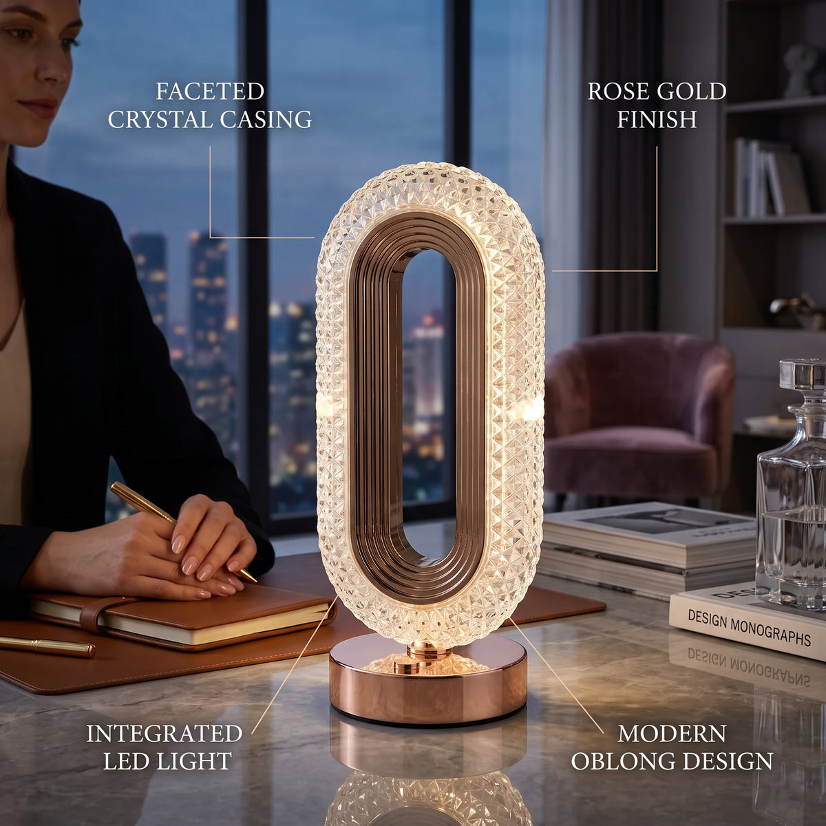 Acoustic Touch Crystal Diamond Ambient Sphere Table Lamp