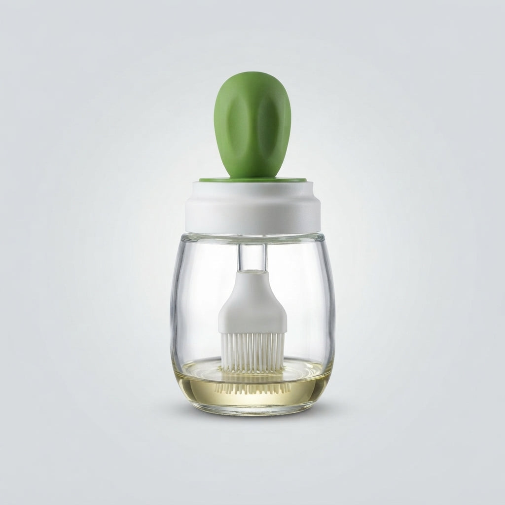 2-in-1 Glass Oil Dispenser Bottle with Silicone Basting Brush & Dropper