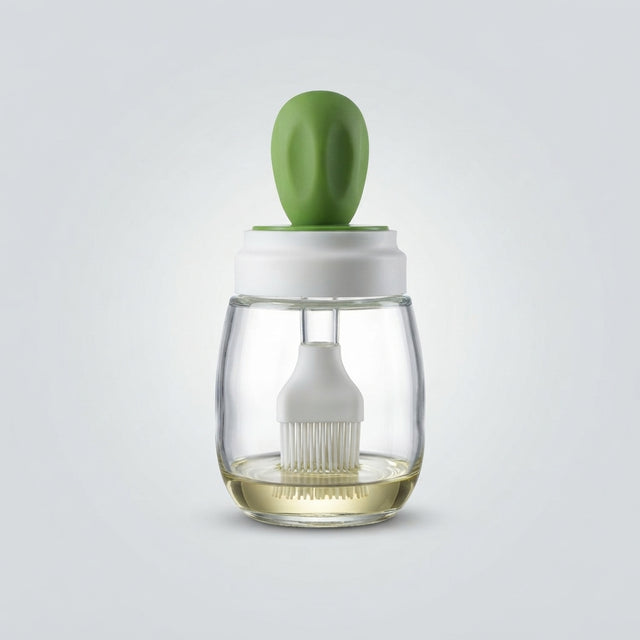 2-in-1 Glass Oil Dispenser Bottle with Silicone Basting Brush & Dropper