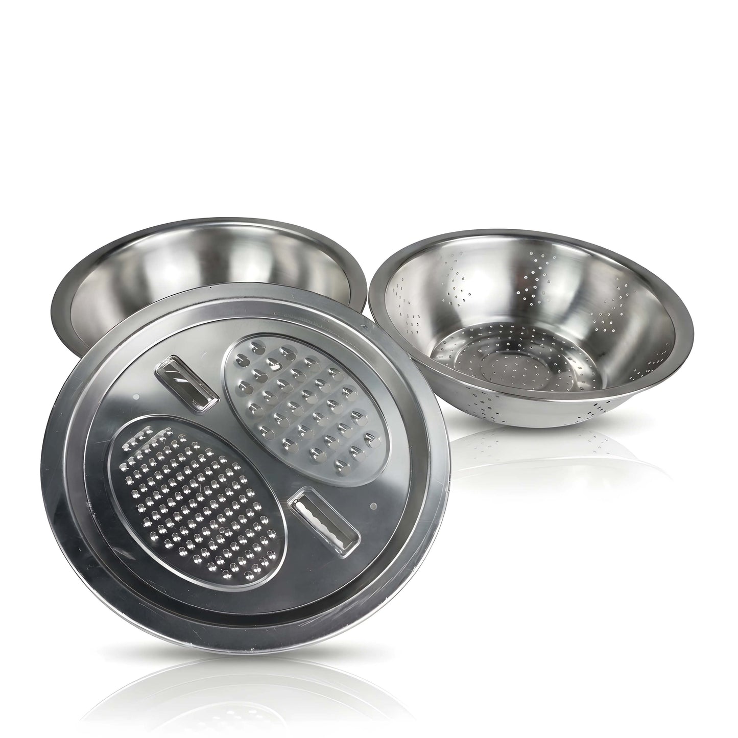 3-Piece Stainless Steel Grater Set With Basin & Drain Basket