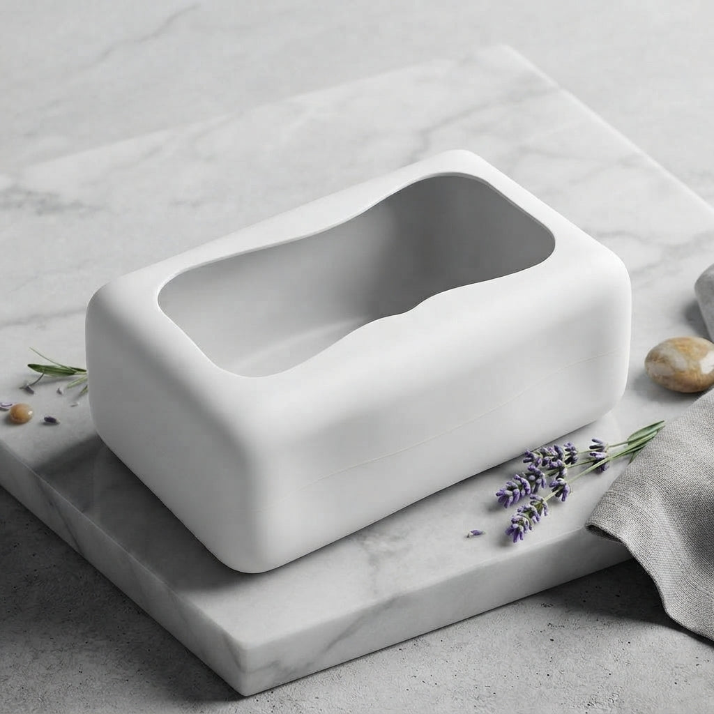 Minimalist Matte White Tissue Box Cover & Wipes Dispenser
