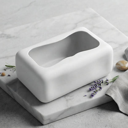 Minimalist Matte White Tissue Box Cover & Wipes Dispenser