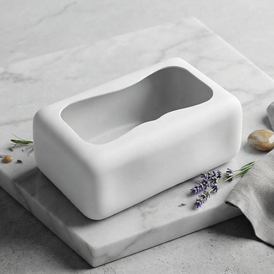 Minimalist Matte White Tissue Box Cover & Wipes Dispenser