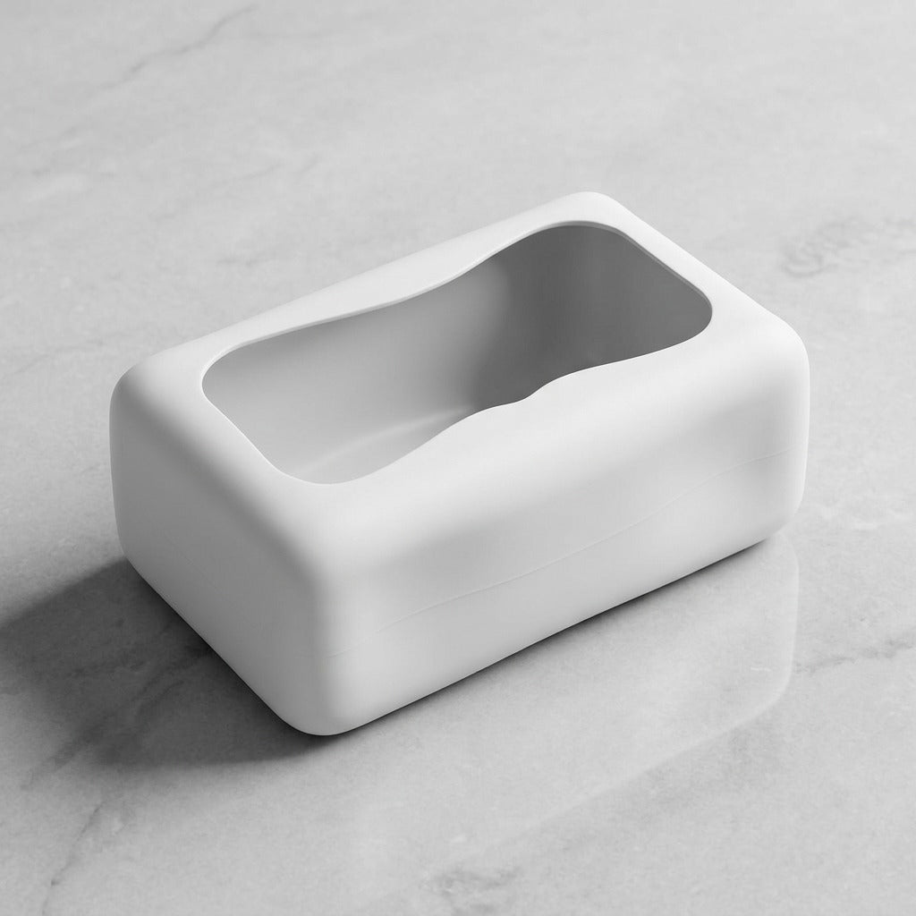 Minimalist Matte White Tissue Box Cover & Wipes Dispenser