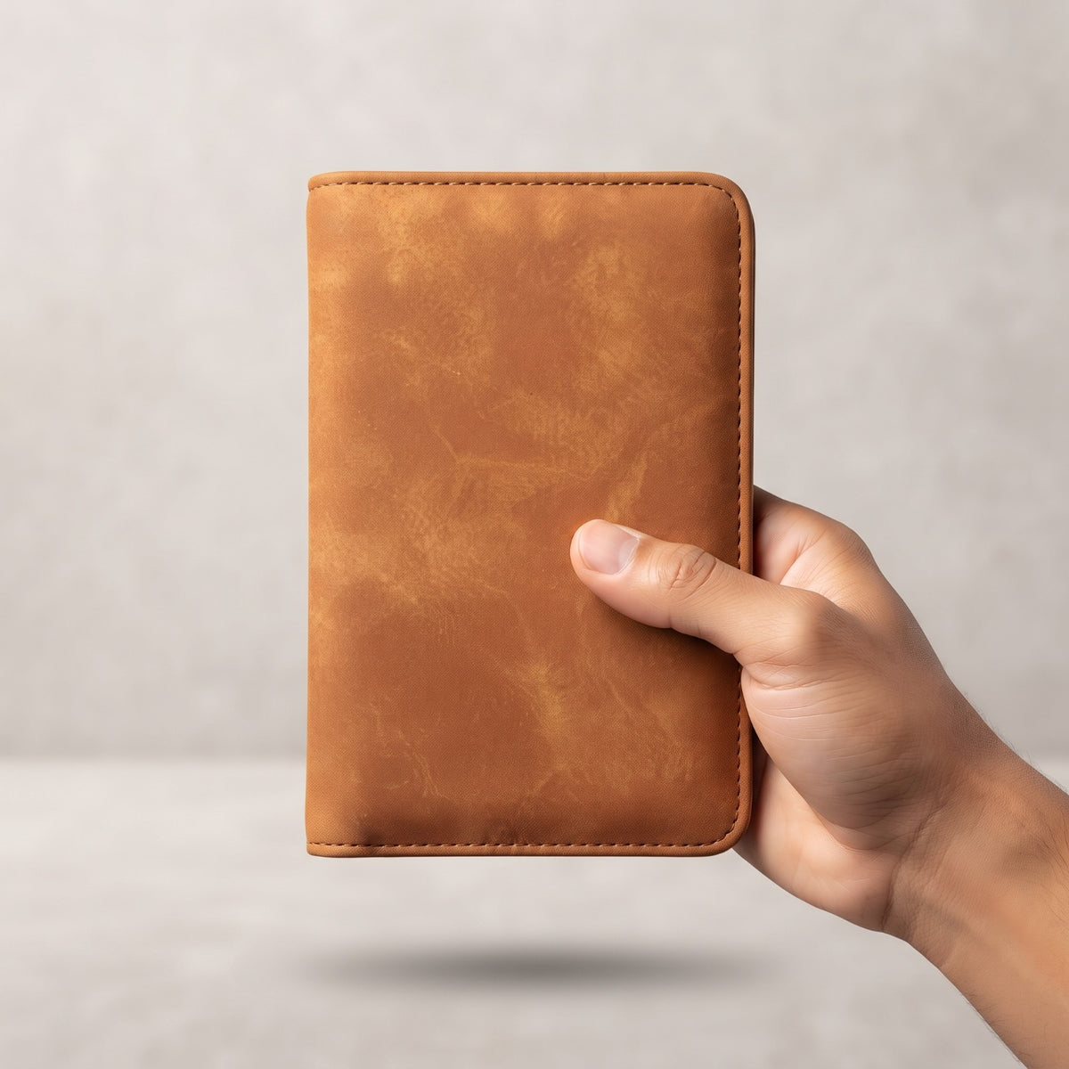 Vintage Faux Leather Passport Holder & Travel Wallet with Elastic Strap