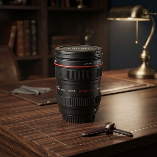 DSLR Camera Lens Novelty Coffee Mug with Lid
