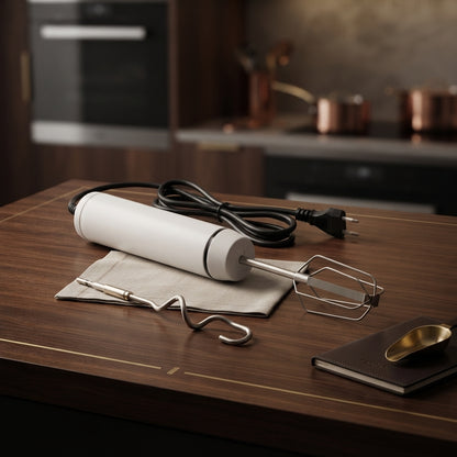 Compact Electric Hand Mixer with Interchangeable Whisks