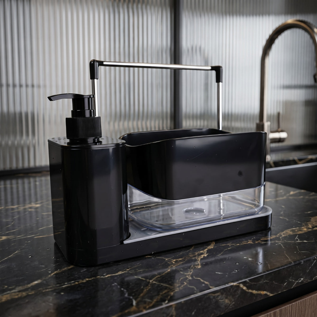 Dual Pump Hand & Dish Soap Dispenser Caddy Organizer Set