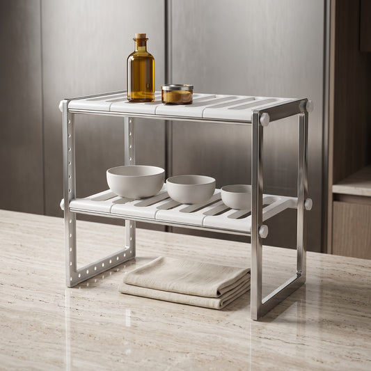 2-Tier Under Sink Sliding Storage Rack & Cabinet Organizer