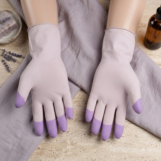 Reusable Heat Resistant Silicone Cleaning Gloves With Dish Scrubber
