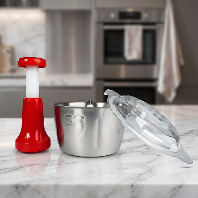 Manual Food Chopper & Qeema Maker – Stainless Steel Bowl Pressing Cutter