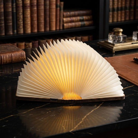 Wooden Folding Magic LED Book Light Night Lamp With 360° Magnetic Cover