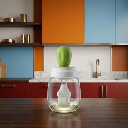 2-in-1 Glass Oil Dispenser Bottle with Silicone Basting Brush & Dropper